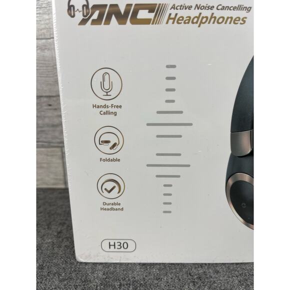 New EAORUL ACTIVE NOISE Cancelling H30 Headphones Black With Bag & Cables NIB - Picture 4 of 7